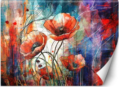 Produktbild von Vlies fototapete Abstrakte Mohnblumen 350x245 cm Feeby Lila inkl. Kleber einfache Montage