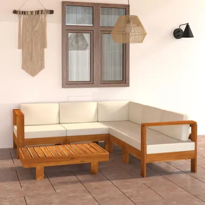 Produktbild von 6-tlg. Garten-Lounge-Set mit Creme Auflagen Massivholz Akazie , Gartenmöbel-Sets Design 2024