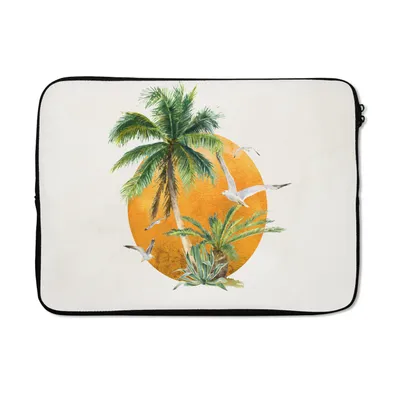 Produktbild von MuchoWow® Laptop Hülle 13 Zoll Sonne - Palme - Vogel Laptoptasche - Laptophülle - Sleeve - Rundumschutz