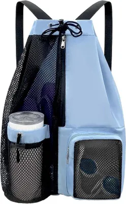 Image de Beach-Tas - Sac de plage imperméable avec poche intérieure étanche - Bandoulière - Sac en filet - Sac de plage étanche pour hommes et femmes - bleu