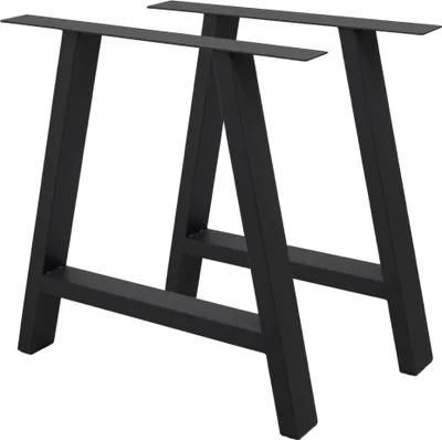 Produktbild von ECD Germany 2x Tischkufen A-Form, 70x72 cm, Schwarz, aus pulverbeschichtetem Stahl, Industriell, Metall Tischgestell für Esstisch und Schreibtisch