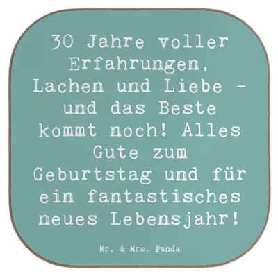 Produktbild von Mr. & Mrs. Panda Tischuntersetzer Spruch 30. Geburtstag - Meeresbrise - Geschenk, personalisierte Geschenke, gläseruntersetzer, Sprüche, Glückwunsch, Happy Birthday
