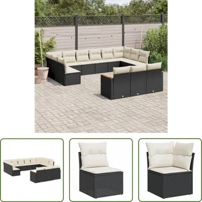 Produktbild von The Living Store 13-tlg. Garten-Sofagarnitur mit Kissen Schwarz Poly Rattan