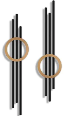 Geometrische Wanddekoration Gold Metall 2er-Set 43x11 cm