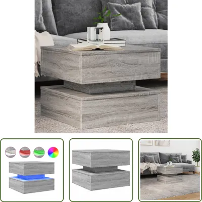 Obrázok produktu pre The Living Store Konferenčný stolík s LED osvetlením Grey Sonoma 50x50x40 cm