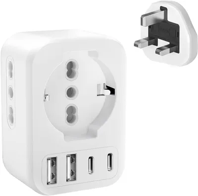 Produktbild von Reiseadapter VK, 7-in-1, mit 2 USB-C-Anschlüssen und 2 USB-A-Anschlüssen, 2500 W