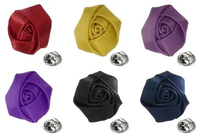 6 Reversblumen für Herren, 5 cm, Kunstseide, mehrfarbig