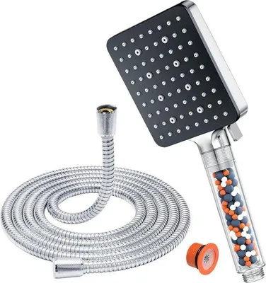 Zdjęcie produktu dla Głowica prysznicowa wysokociśnieniowa – oszczędzająca wodę – 1 sztuka – chrom – 115 x 100 mm