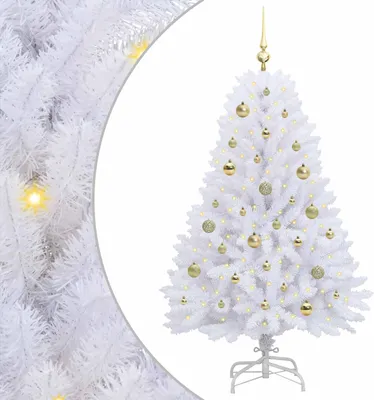 Produktbild von Künstlicher klappbarer Weihnachtsbaum Weiß 150 cm PVC und Stahl