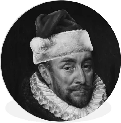 Produktbild von MuchoWow® Rundes Wandbild - Runde Bilder Porträt von Wilhelm I. - Adriaen Thomasz - Schwarz und Weiß Ø 30 cm Kreis Wanddekoration Kunststoff - Wandkreis - Wandschmuck - Schlafzimmer - Bilder - Der Kreis - Kunst für die Wohnung - Plastik - Kunstdruck - Wandbild