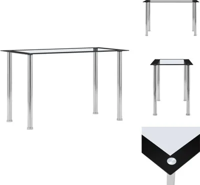 Zdjęcie produktu dla vidaXL Stół do jadalni czarny i przezroczysty 120 x 60 x 75 cm szkło hartowane - Stoły do jadalni