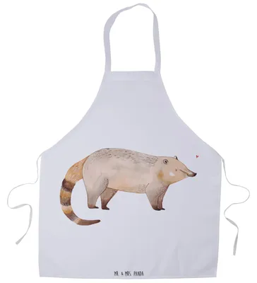 Produktbild von Mr. & Mrs. Panda Kochschürze Nasenbaer - Weiß - Geschenk, Lustige Sprüche, Bär, Rüsselbär, Küchenzubehör, Schürze, Vorbinder, Kochkleidung, Küchenschürze, Nasenbär