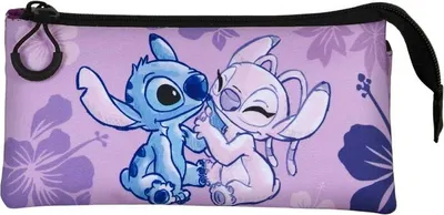 Produktbild von Karactermania Stitch & Angel, Weiches Federmäppchen, Violett, Abbildung, Drinnen/Draußen, Mädchen, Reißverschluss