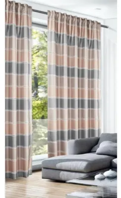 Produktbild von Fertigschal verdeckte Schlaufen "Streifen" - Größe (HxB): 280x140cm Farbe: Grau