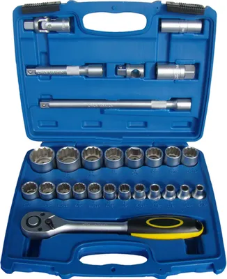 Produktbild von Steckschlüssel Satz Knarrenkasten Stecknuss 1/2"Antrieb VIELZAHN 12-KANT 27-tlg