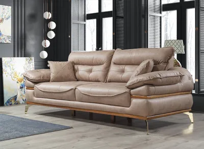 Produktbild von Moderner Beiger Dreisitzer Luxus Wohnzimmer Möbel Sofa 3-Sitzer Couch