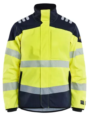 Produktbild von Blakläder Multinorm Softshell Jacke 4948, Farbe:High Vis Gelb/Marineblau, Größe:XS