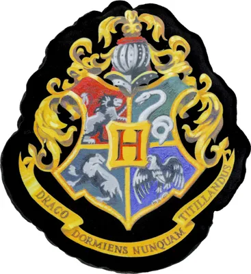 Produktbild von Harry Potter Kissen - Hogwarts Wappen Dekokissen Sitzkissen Zierkissen Schwarz 37 x 32 x 5 cm