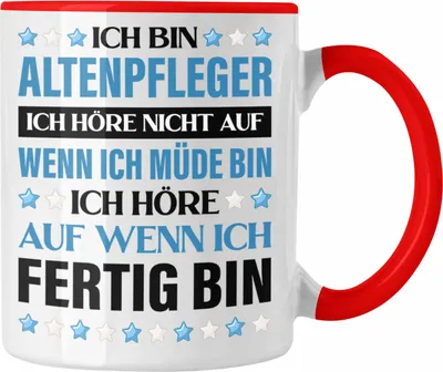 Produktbild von Trendation - Altenpfleger Geschenke Lustig Tasse Zubehör Pfleger Geschenkidee Kaffeetasse (Rot)