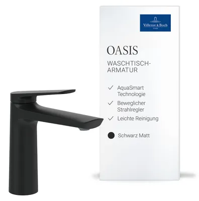 Produktbild von Villeroy & Boch Oasis Waschtischarmatur, Auslaufhöhe 114 mm – Schwarz Matt