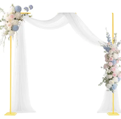 Produktbild von VEVOR Bogen Hintergrundständer, 2,4 x 2,4 m, stabile Struktur, einfache Montage, quadratischer goldener Metallbogen Hintergrundständer für Hochzeit, Geburtstagsparty, Abschlussfeier, Feiertagsfeier und Zeremonie-Dekoration, 8 x 8 ft