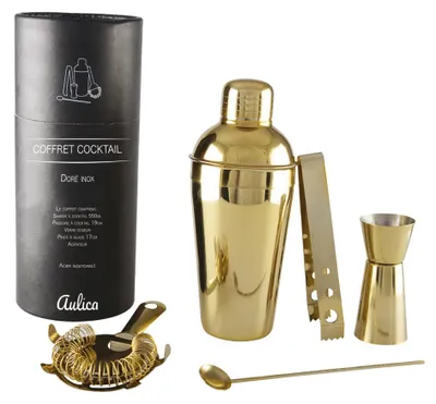 Produktbild von Cocktail-Shaker-Set, 550 ml, 5-teilig, goldfarben