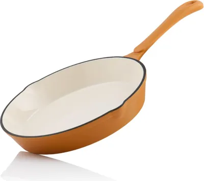 Produktbild von Gusseiserner Bräter - gusseiserner Bräter mit Ausgießtüllen - 24 cm - Sunny Orange - emailliert