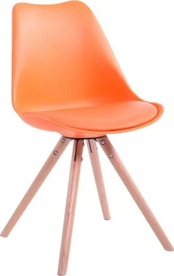 Produktbild von CLP Besucherstuhl Toulouse Kunstleder Rund mit runden Holzbeinen orange Gestell Farbe natur