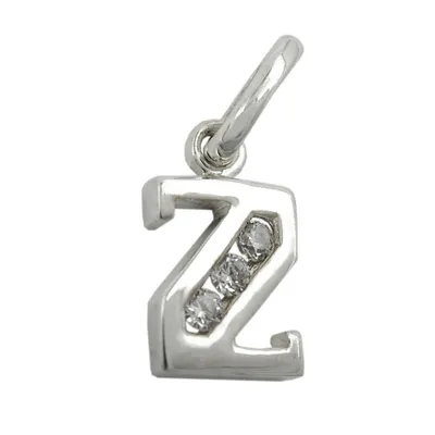 Produktbild von Anhänger 8x7mm Buchstabe Z glänzend mit Zirkonias Silber 925 silber 8x6mm