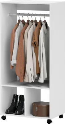 Produktbild von Kleiderschrank Garderobe,60 cm x 40 cm x 127 cm, 1 Kleiderstange, 2 Regale, Weiß