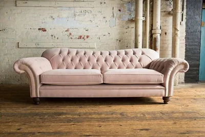 Produktbild von Design Sofa 3 Sitzer Couch Chesterfield Polster Sitz Garnitur Leder Textil Rosa