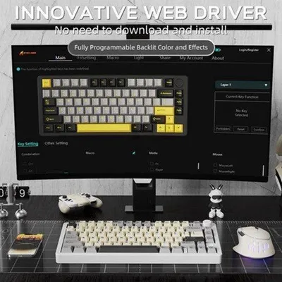 Productafbeelding van Mechanisch Toetsenbord Draadloos - 75% Lay-out - Aluminium Behuizing - RGB Verlichting - Gaming Toetsenbord