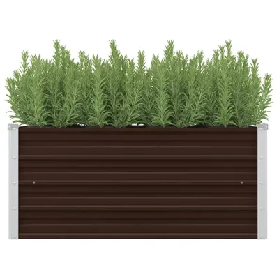 Zdjęcie produktu dla Podwyższona Donica, Brązowa, 100X40X45 Cm, Galwanizowana Stal Lumarko!