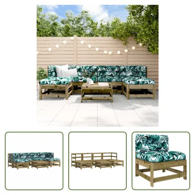 Produktbild von The Living Store 7-tlg. Garten-Lounge-Set mit Kissen Imprägniertes Kiefernholz