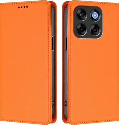 Obrázek produktu pro Kožené pouzdro pro ZTE Blade V70/nubia V70, magnetické flipové pouzdro zPolyuretankůže se stojánkem Oranžová