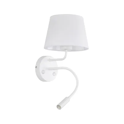 Produktbild von Wandleuchte Stoff Metall E27 H: 50 cm mit Schalter Flexarm Weiß Modern