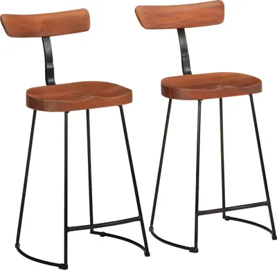 Image de Tabourets de bar lot de 2 49x43x88 cm bois de manguier massif