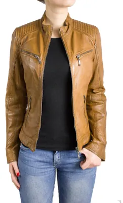 Produktbild von Damen Lederjacke Rihannah – cognac / M