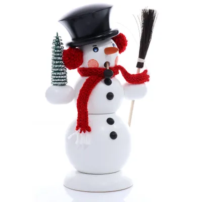 Obrázek produktu pro Kouřící figurka sněhuláka s koštětem bílá výška 29cm NOVINKA