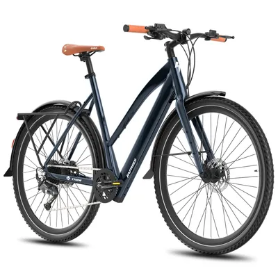 Produktbild von Unisex E-bike 28 Zoll 175 - 210 cm Rostfreie Aluminiumlegierung bis zu 100 km Wasserdicht IPX4 Pedelec mit 9 Gang, Blau