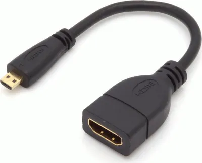 Produktbild von BerryBase Micro HDMI Adapterkabel D-Stecker - A-Buchse 15cm schwarz