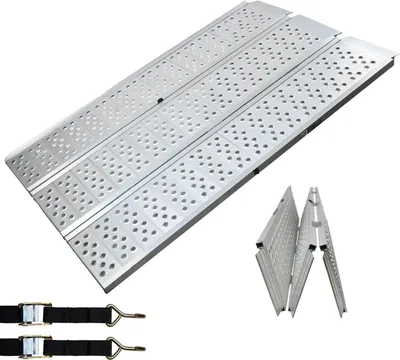 Produktbild von DREIBREIT by TRUTZHOLM 3-fach Auffahrrampe klappbar 175 cm 1020 kg Alu grau gelocht Verladerampe