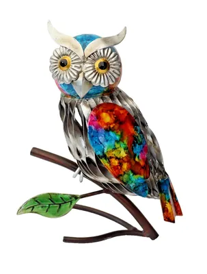 Produktbild von Deko Metall Eule Uhu Kauz Garten Vogel Figur Schneeeule Skulptur Schleiereule