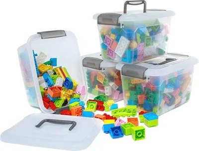 Produktbild von Set aus 4 stapelbaren Aufbewahrungsboxen 5 Liter mit Deckel für Spielzeug, Küche und Bad