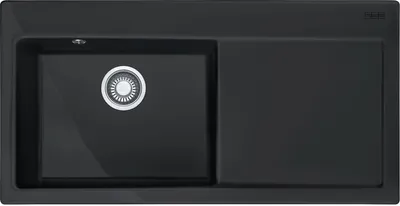 Produktbild von MYTHOS, MTK 611-100, 1000x510mm, Siebkorb als Druckknopfventil, mit verdecktem Überlauf, Tropfteil rechts, mit Ablaufgarnitur, 2 Batterielöcher, Einbau, Onyx