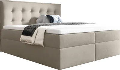 Produktbild von BETTSO Boxspringbett mit 2x Bettkasten Gepolstert Doppelbett mit Matratze und Topper Polsterbett für das Schlafzimmer FOCUS 200x200cm Beige
