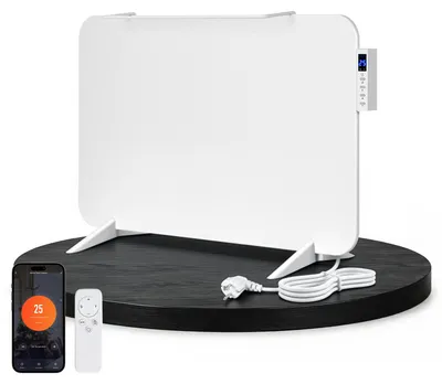 Produktbild von Peviasot 450W Infrarot Heizpaneel mit App-Steuerung, Touchdisplay, Timer und Handtuchhalter, Weiß