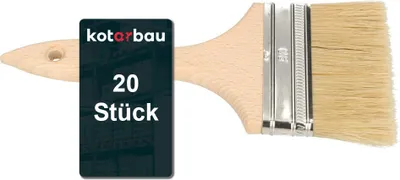 Zdjęcie produktu dla KOTARBAU® Zestaw 20 pedzli z drewniana raczka Pedzle plaskie 90 mm Pedzle do malowania bejca i glazura Pedzle do malowania farbami akrylowymi Odporne na rozdarcia wlosie Zmywalne Uni