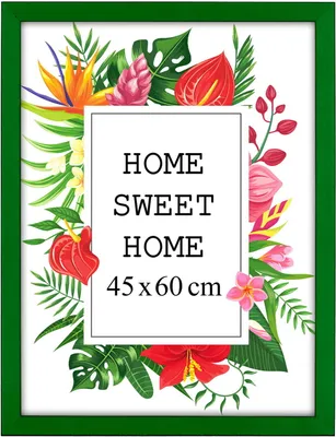 Produktbild von MG Design Bilderrahmen 45 x 60 cm - Farbe Grün, aus Holz, mit Acrylglas - zum vertikalen oder horizontalen Aufhängen, ohne Hintergrund, für Fotos