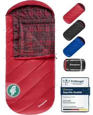 Produktbild von Deckenschlafsack XXL Baumwollflanell für Erwachsene, warm, 4-Jahreszeiten, 220x100cm, Rot